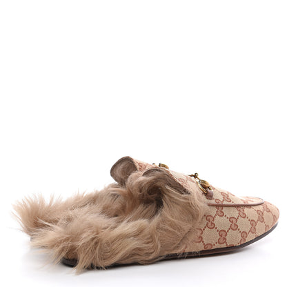 Gucci GG Monogram Fur Mens Princetown Slippers 8 Beige Ruggine Rust 4 of 8