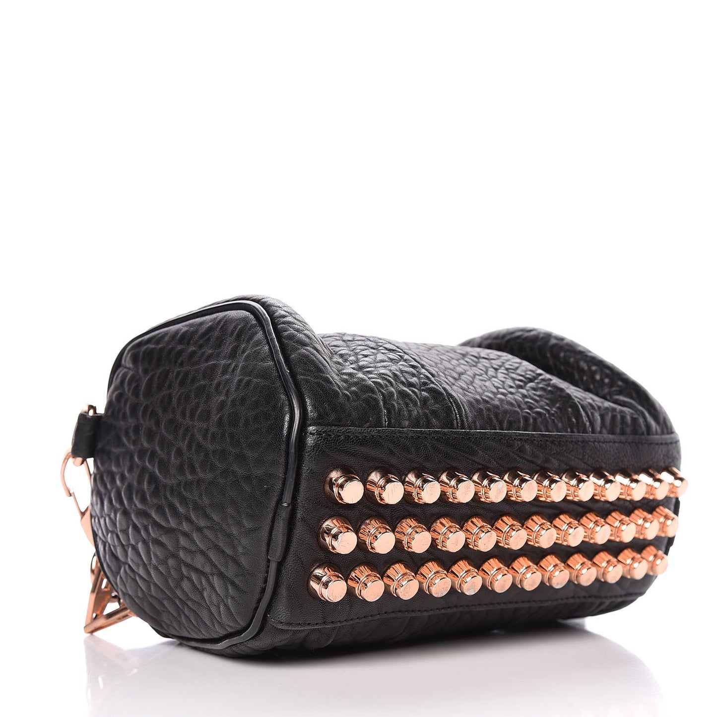 Pebbled Lambskin Mini Rockie Black Rose Gold Hardware