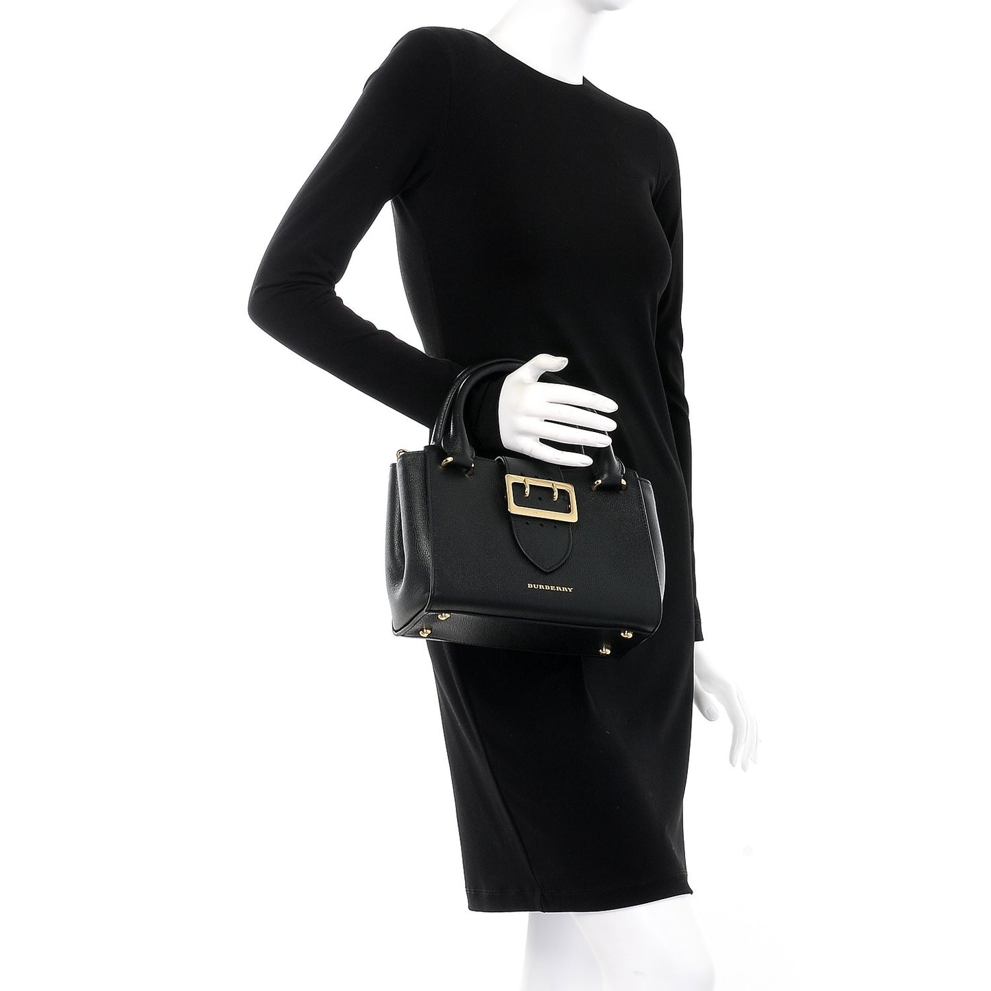 Soft Grain Calfskin Small Buckle Tote Black