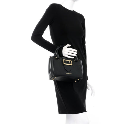 Burberry Soft Grain Calfskin Small Buckle Tote Black 4 of 14