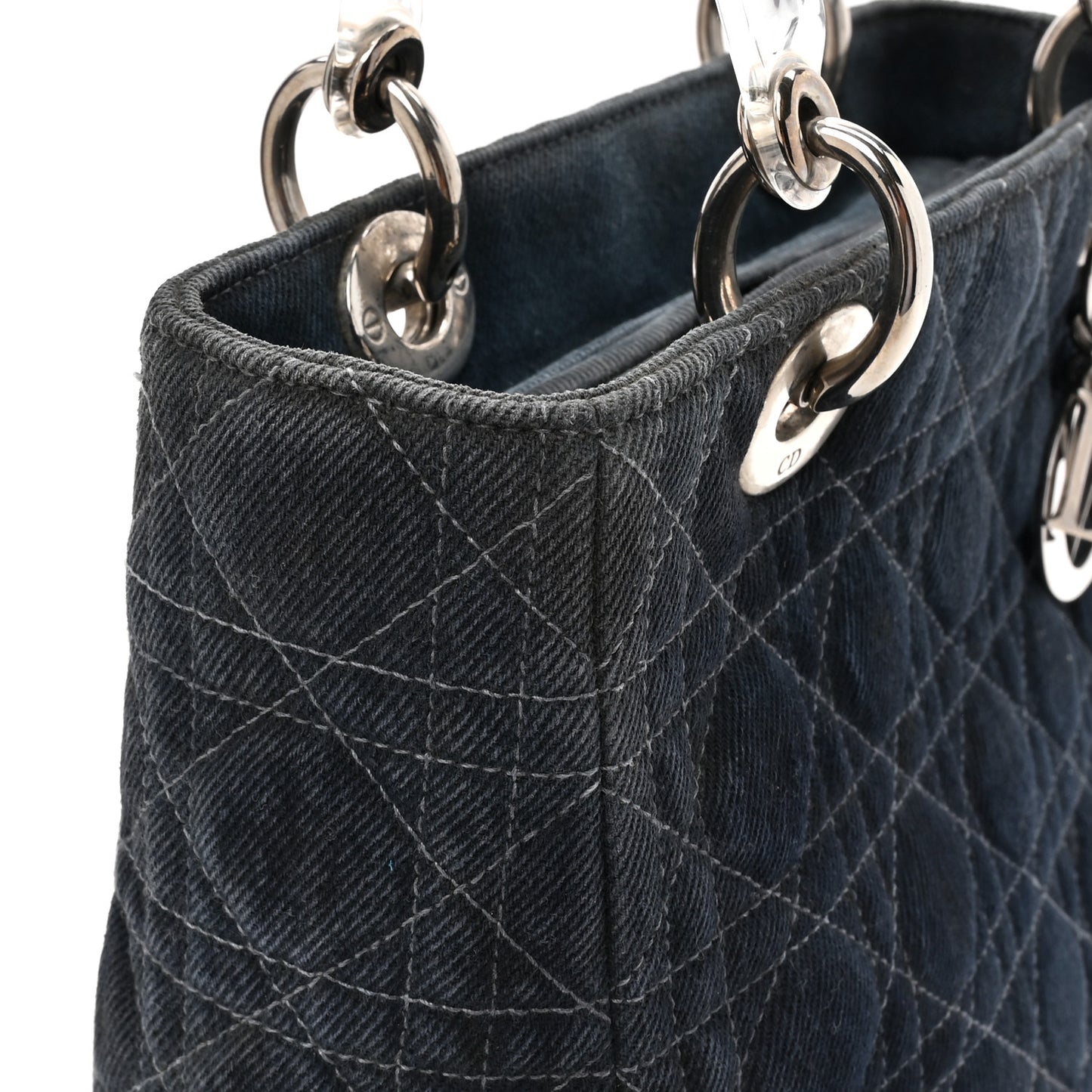 Denim Cannage Medium Lady Dior Blue