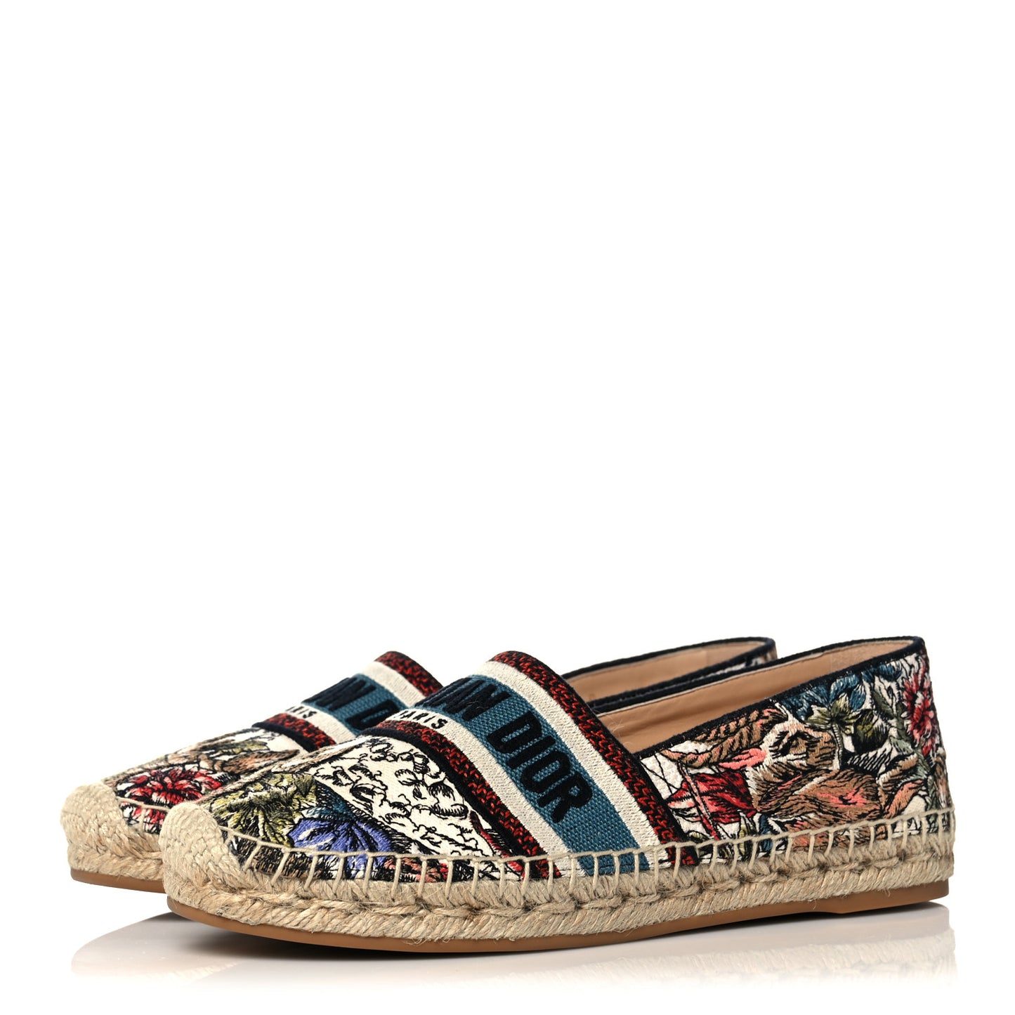 Canvas Mille Fleurs Embroidered Granville Espadrille 38.5 Multicolor