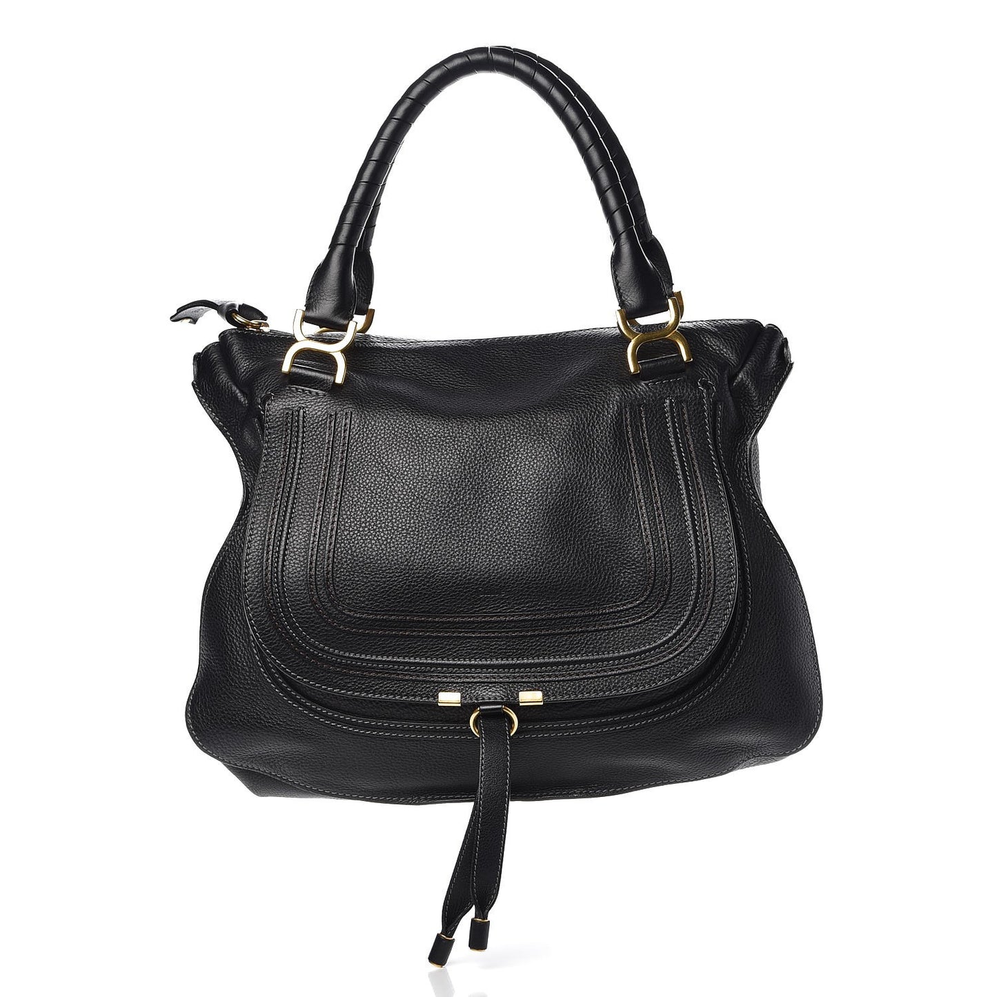 Calfskin Large Marcie Satchel Black