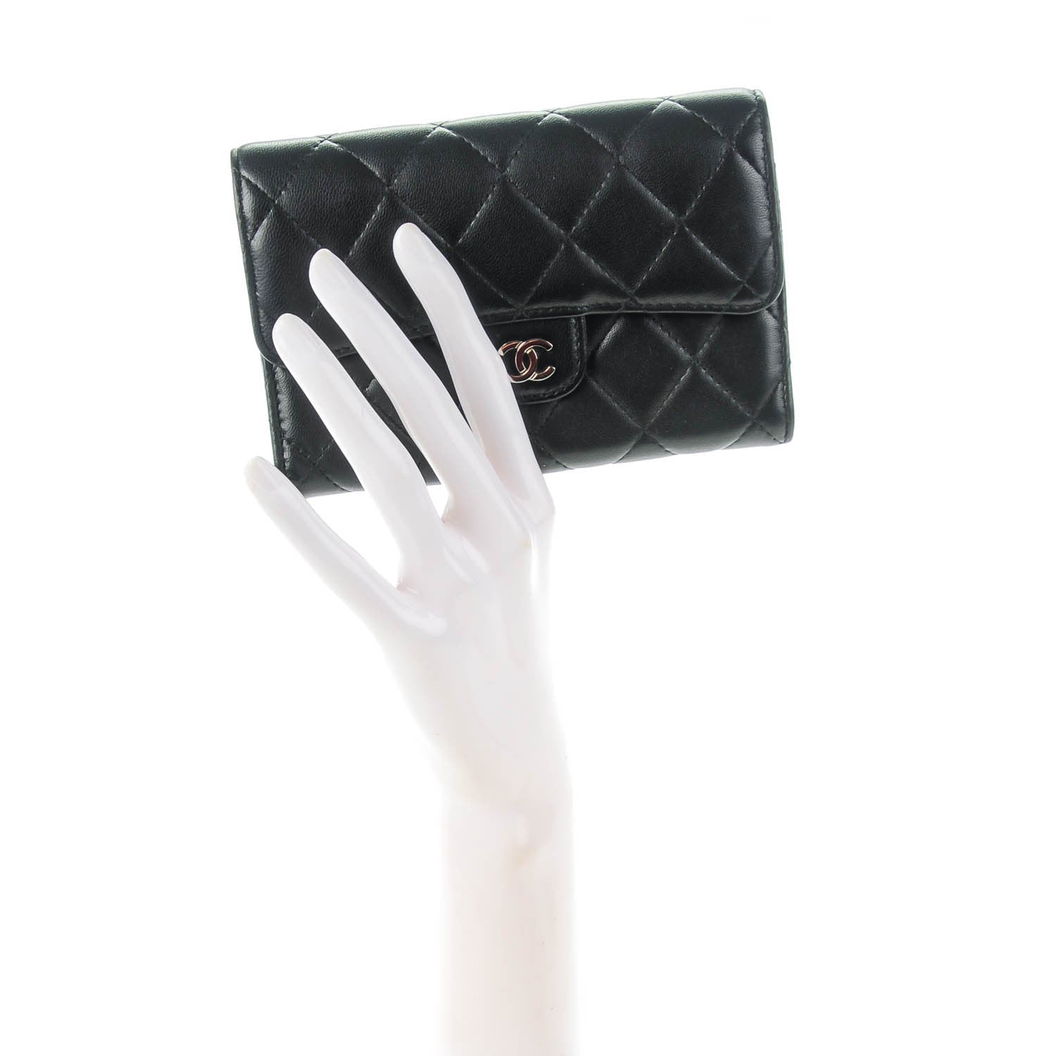 Chanel Lambskin Quilted Small Flap Wallet Black 2 of 8