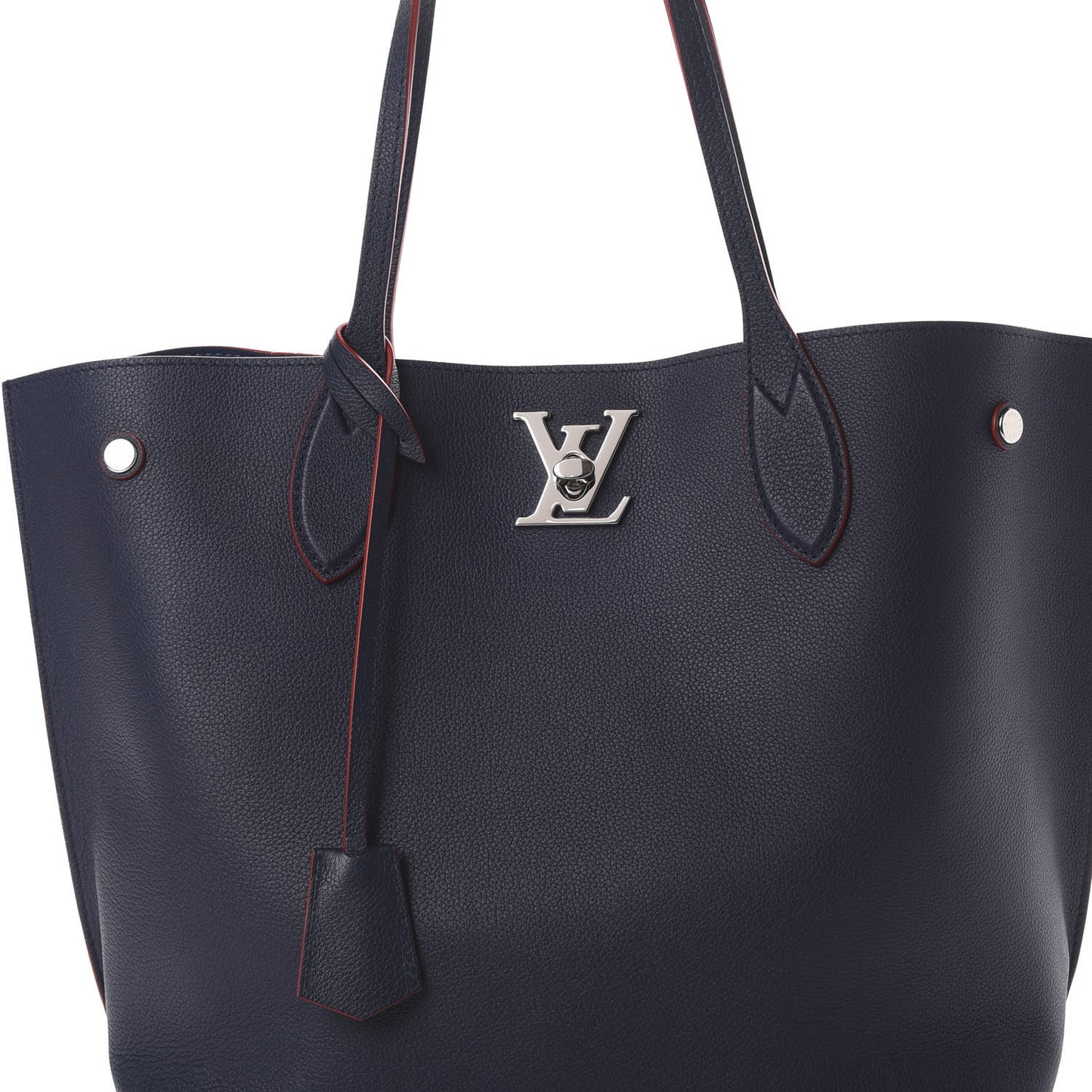 Calfskin Lockme Go Tote Marine Rouge