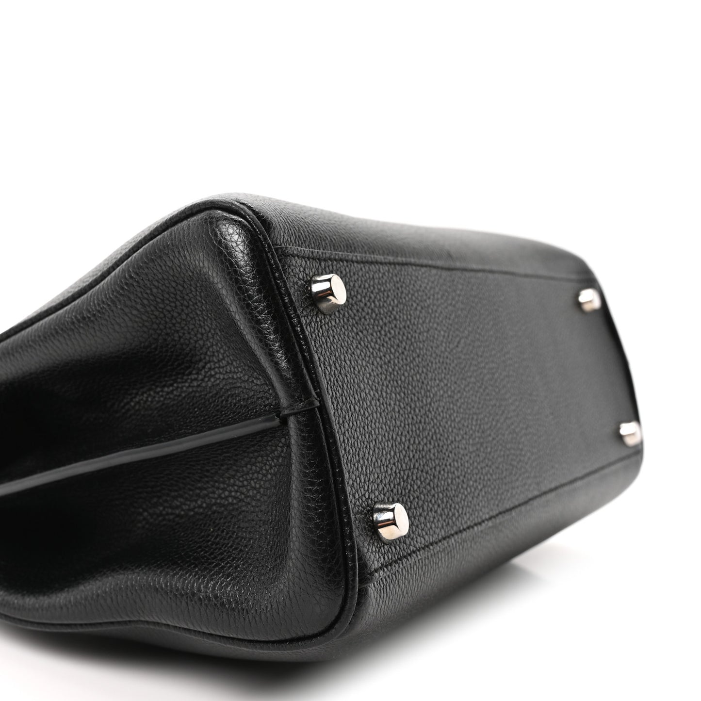 Grainy Calfskin Small Zumi Top Handle Bag Black
