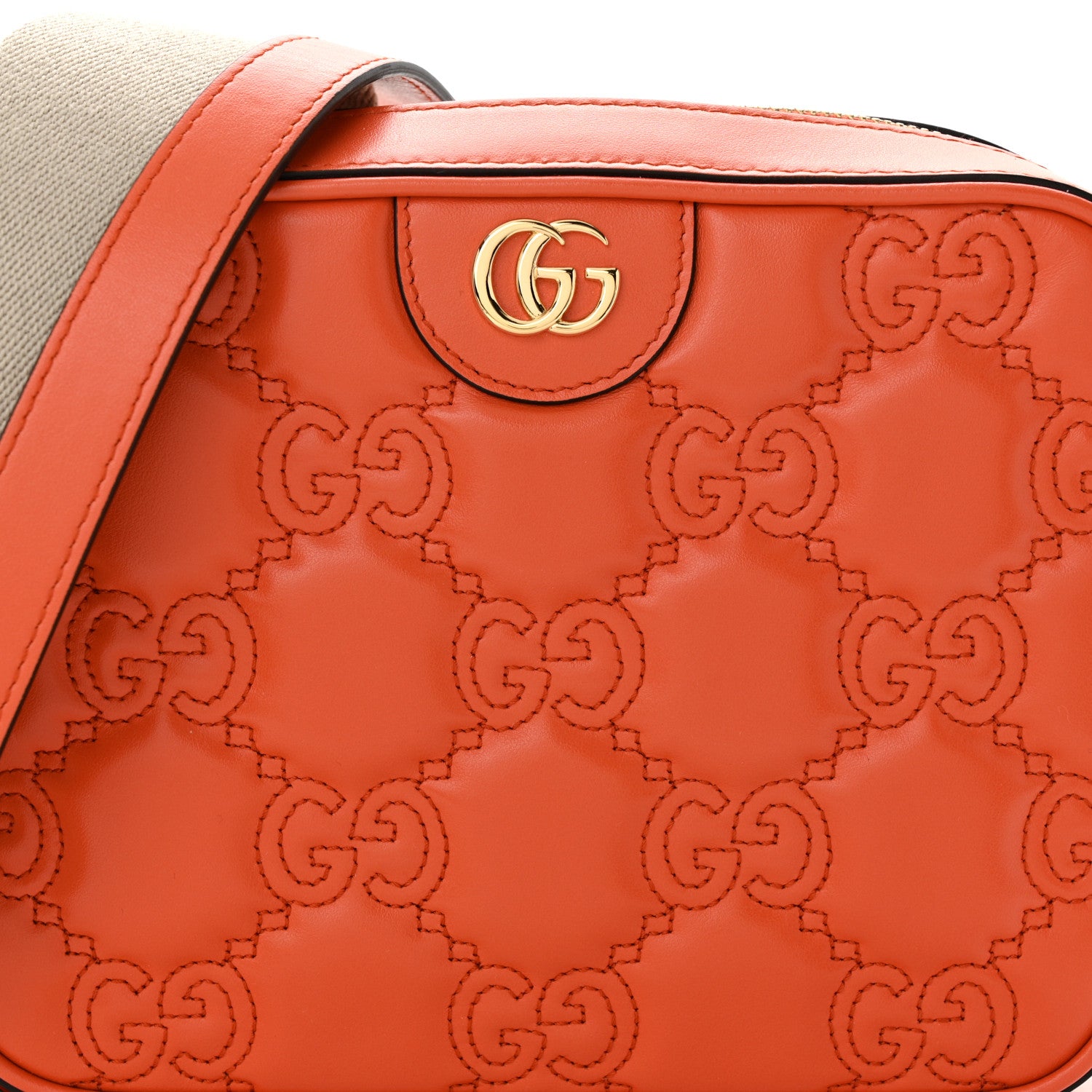 Gucci Calfskin GG Matelasse Shoulder Bag Spring Orange Natural 8 of 10