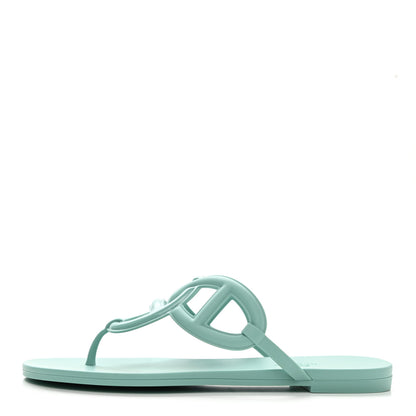 Hermes Rubber Womens Egerie Sandals 39 Vert Embrun 1 of 9