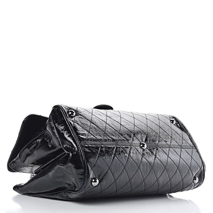 Chanel Distressed Patent Quilted Ritz Flap Bag Black 4 of 11