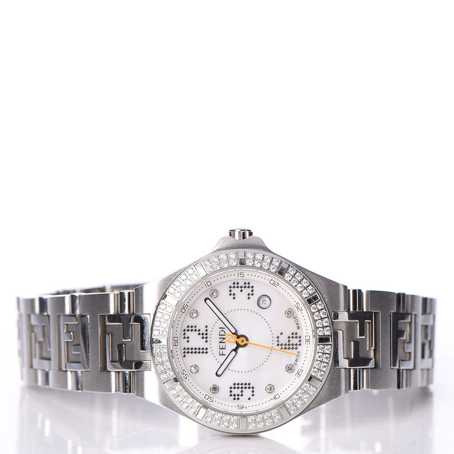 Stainless Steel Diamond Pave Bezel 28mm High Speed Quartz Watch