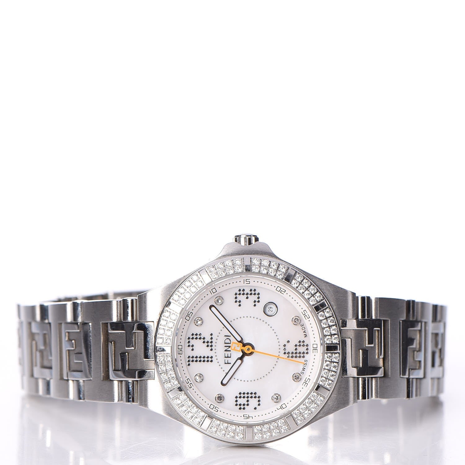 Fendi Stainless Steel Diamond Pave Bezel 28mm High Speed Quartz Watch 3 of 8