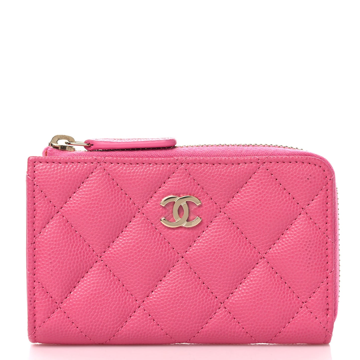 Caviar Quilted Zipped Key Holder Case Pink