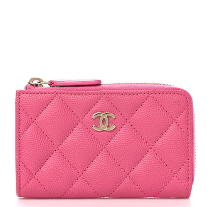 Chanel Caviar Quilted Zipped Key Holder Case Pink 3 of 9