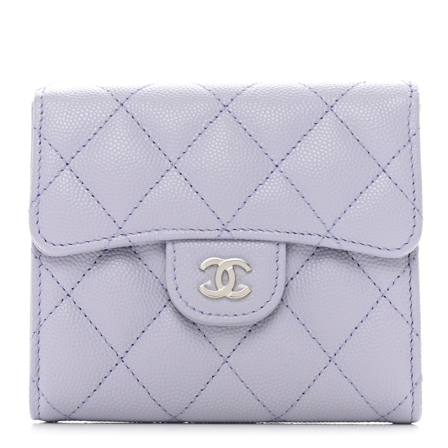Chanel Caviar Quilted Compact Flap Wallet Light Purple 1 of 8