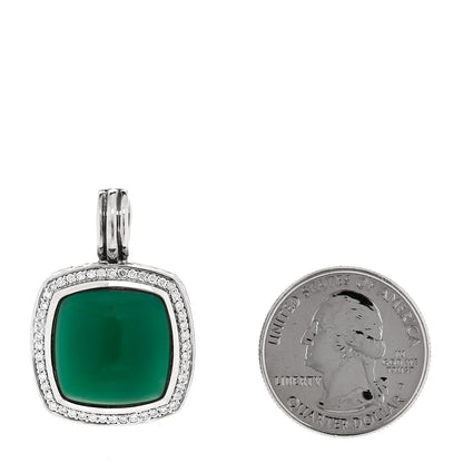 David Yurman Sterling Silver Diamond Green Onyx 16mm Albion Pendant Necklace 2 of 4