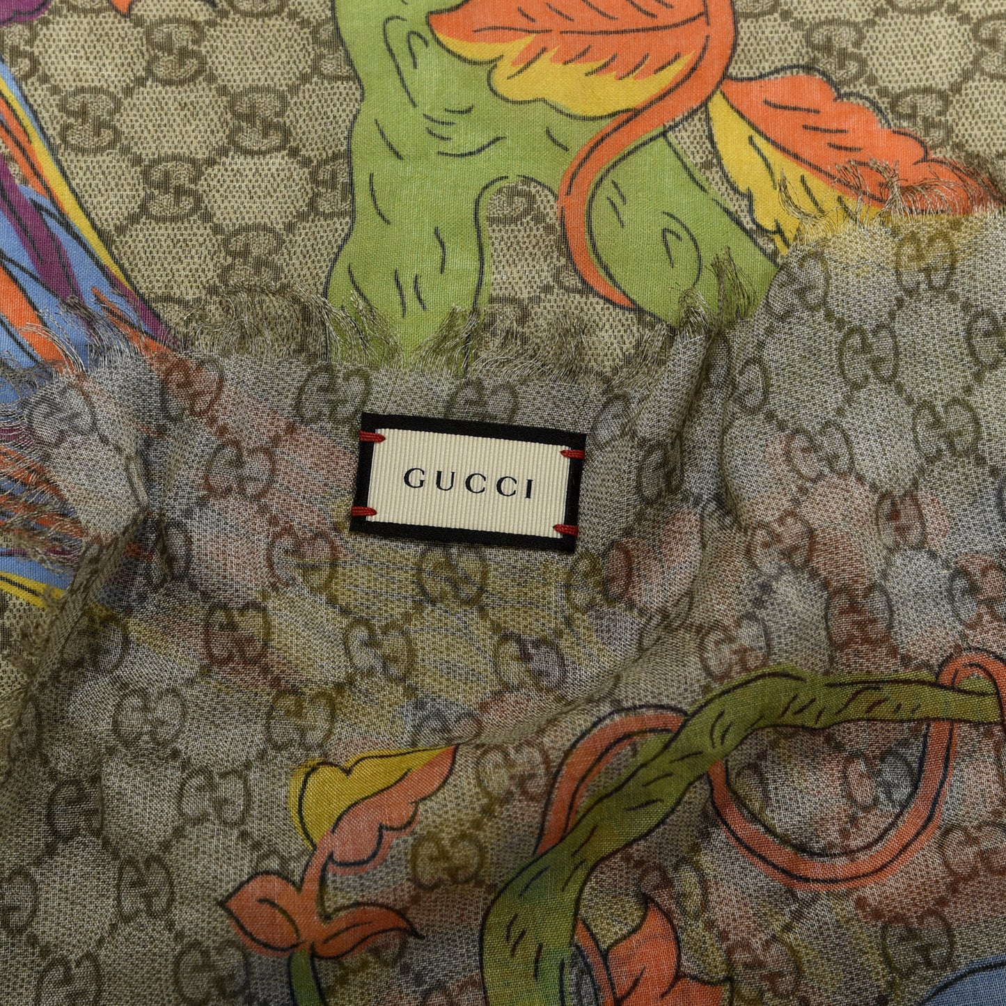 Modal Silk Monogram Jubilee Shawl Scarf Grass Green Light Purple