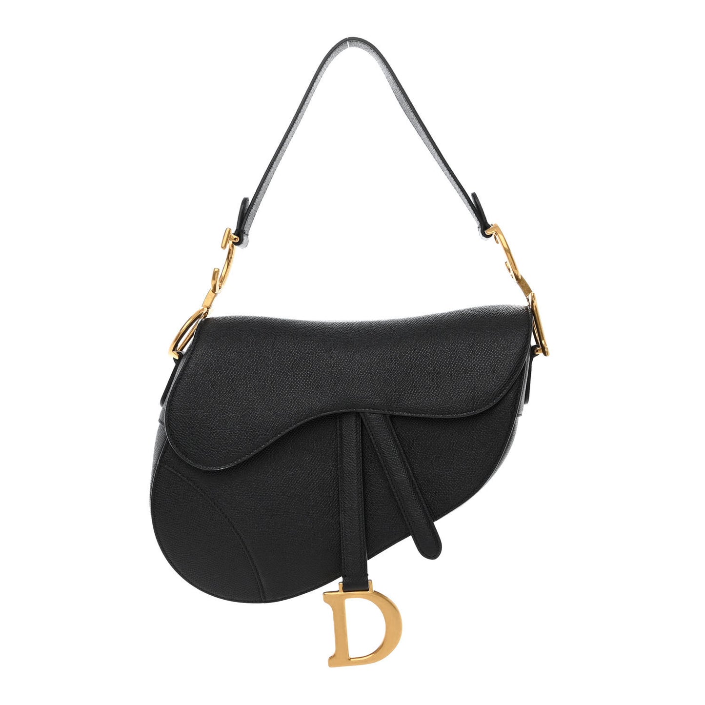 Grained Calfskin Saddle Bag Black