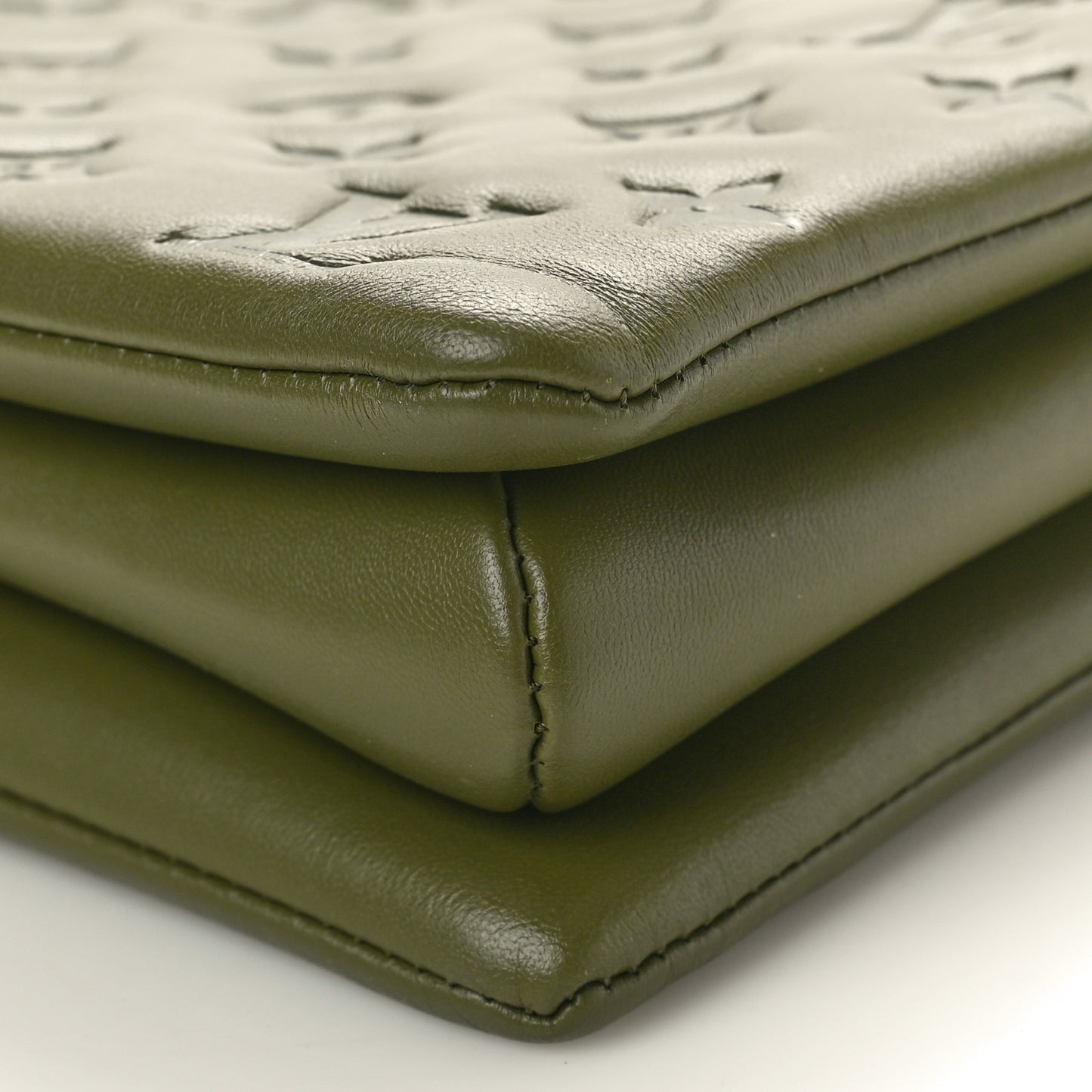 Lambskin Embossed Monogram Coussin MM Khaki