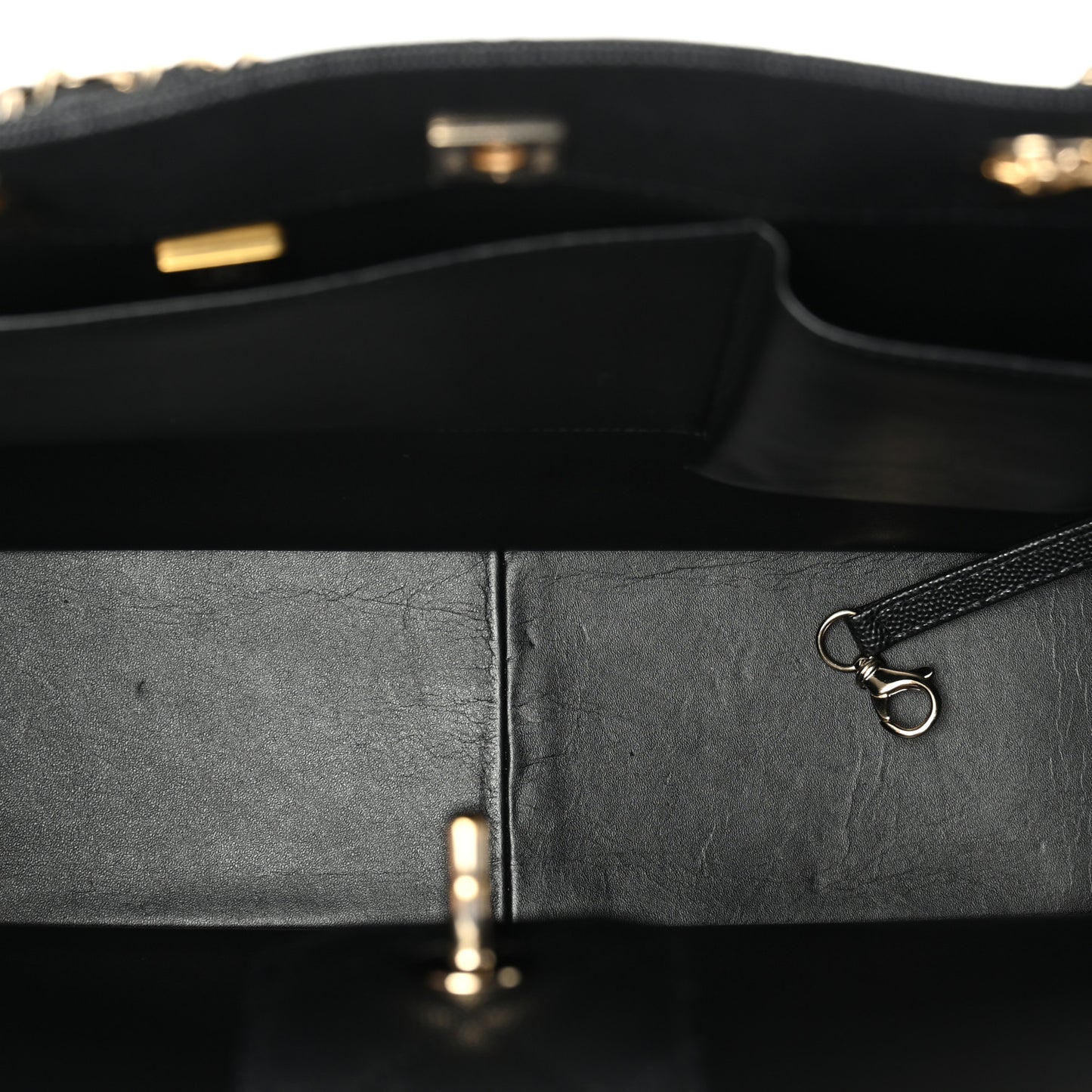 Caviar Quilted Large CC Shopping Tote Black
