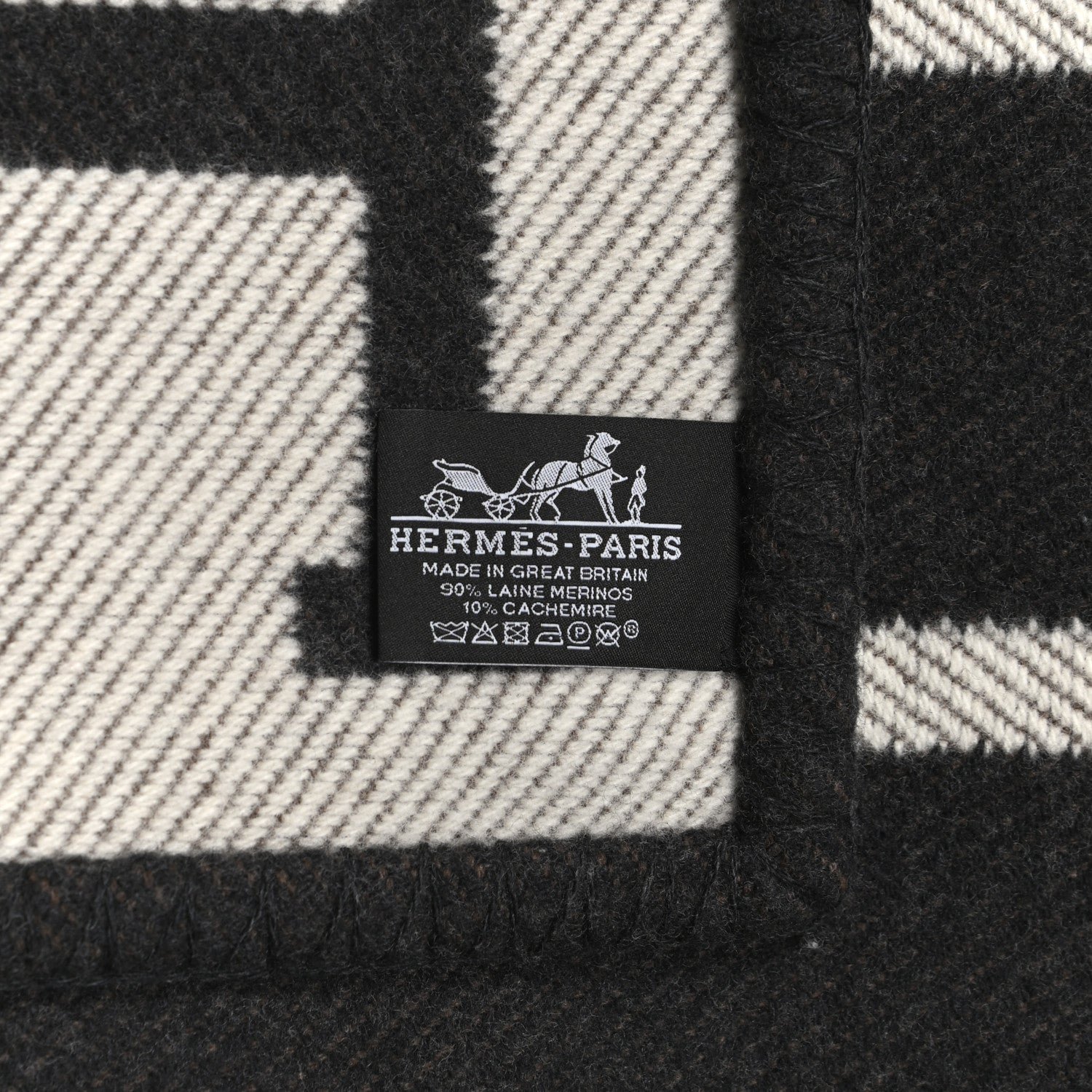 Hermes Wool Cashmere Avalon Blanket Ecru Gris Fonce 3 of 3