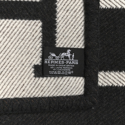 Hermes Wool Cashmere Avalon Blanket Ecru Gris Fonce 3 of 3