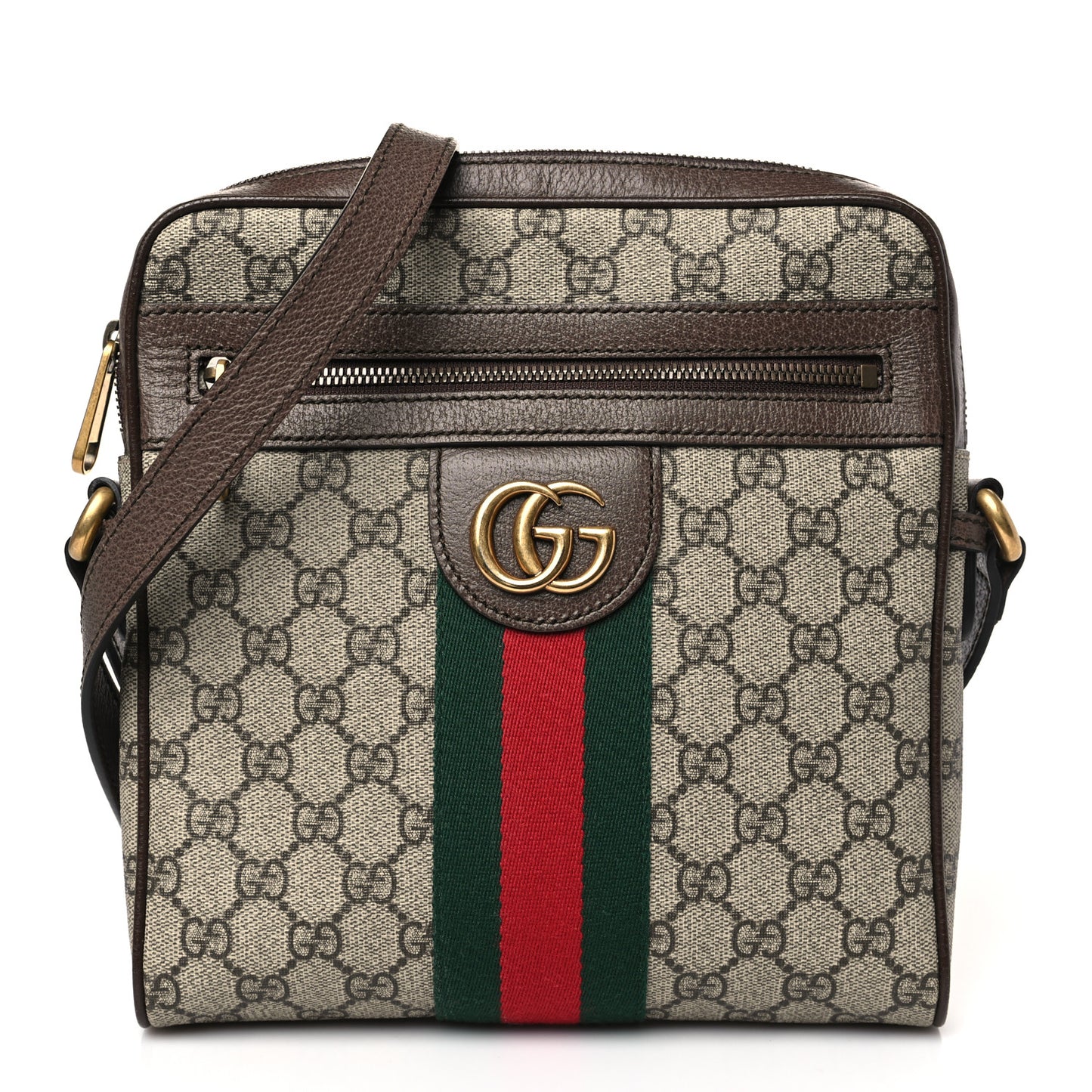 GG Supreme Monogram Web Small Ophidia Messenger Bag Brown