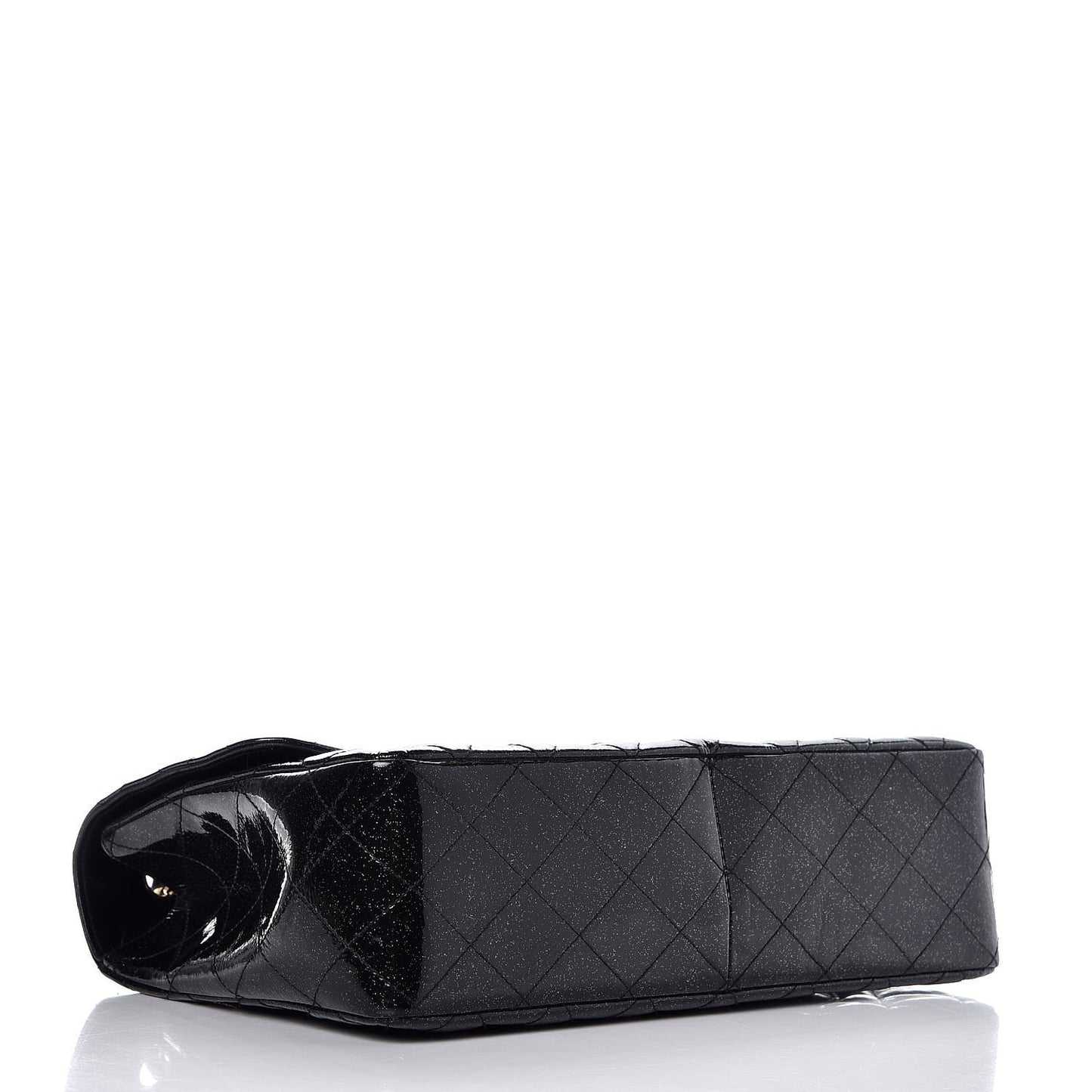 Patent Quilted Sparkle Glitter Jumbo Single Flap Black