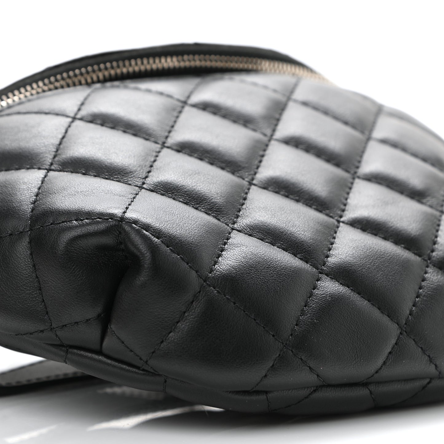 Lambskin Quilted Waist Belt Bag Black