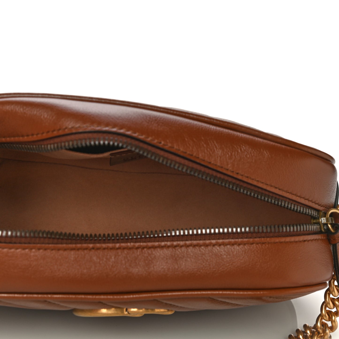 Glazed Calfskin Matelasse Diagonal Small GG Marmont Chain Shoulder Bag Cuir