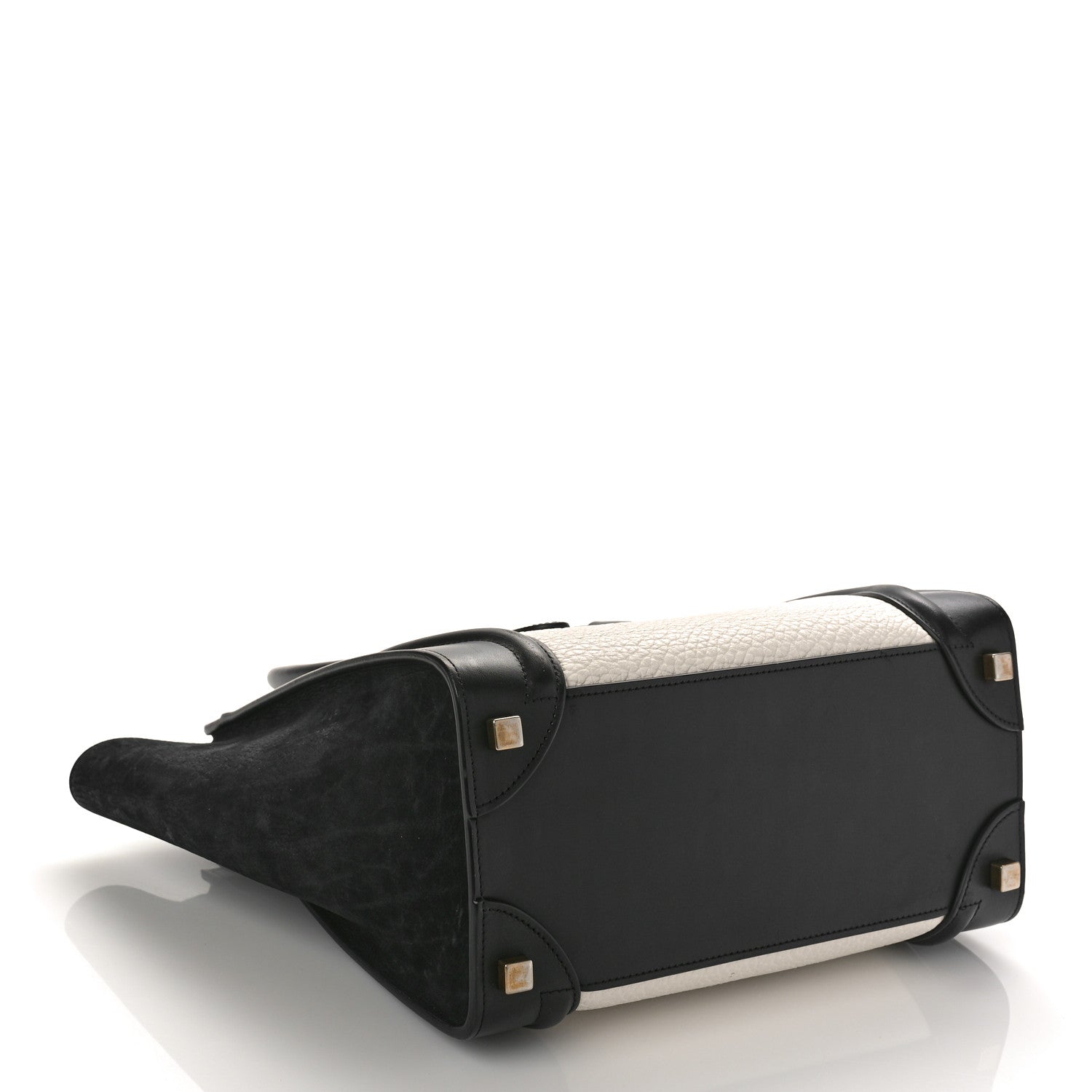 Celine Bullhide Calfskin Nubuck Bi-Color Luggage Black White 4 of 8