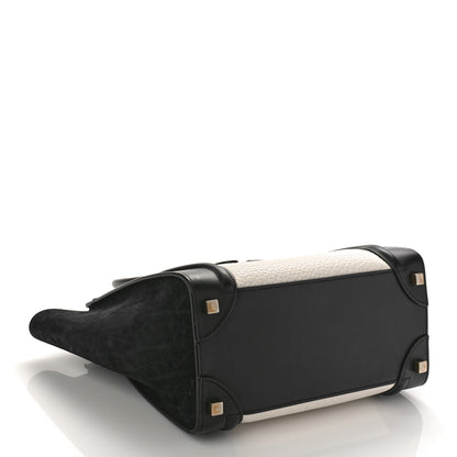 Celine Bullhide Calfskin Nubuck Bi-Color Luggage Black White 4 of 8