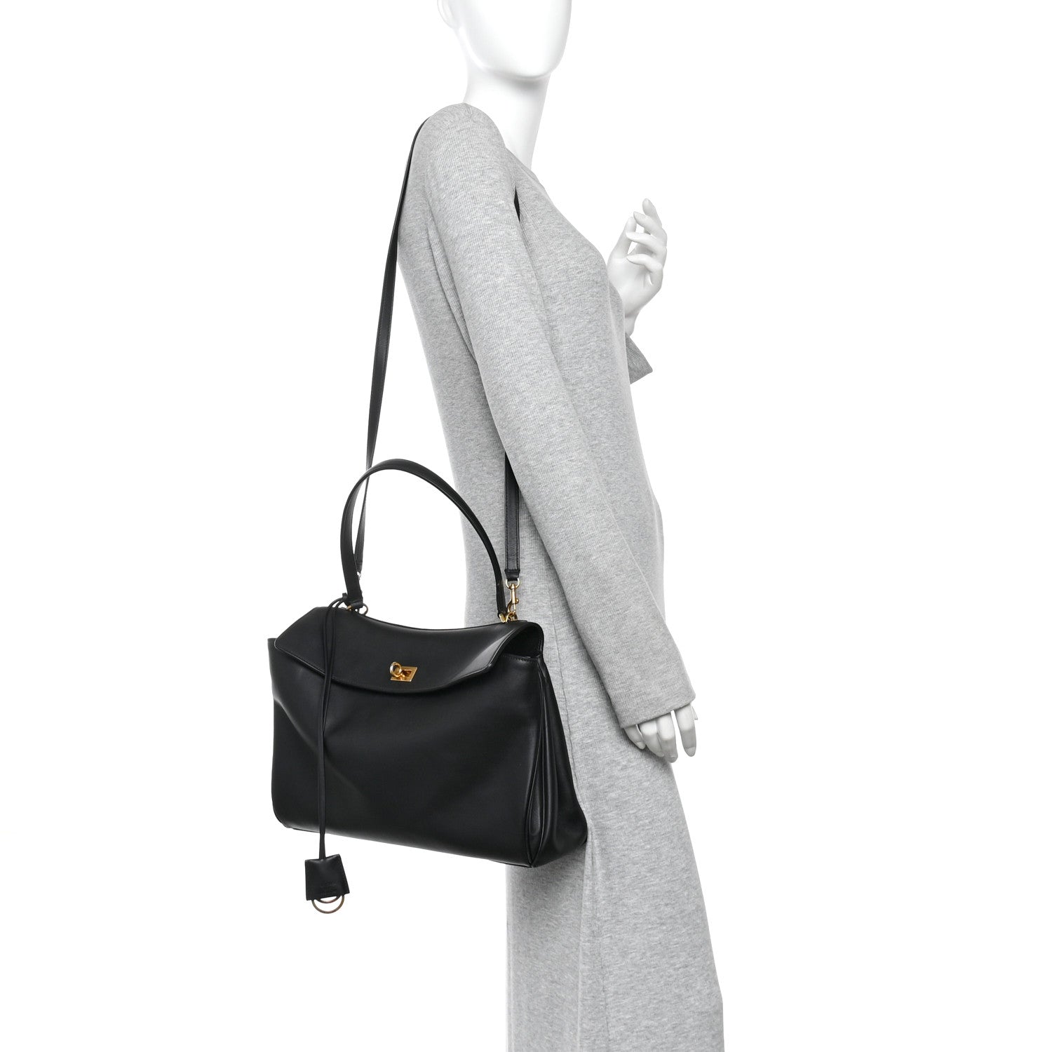 Balenciaga Natural Smooth Calfskin Medium Rodeo Top Handle Handbag Black 2 of 12