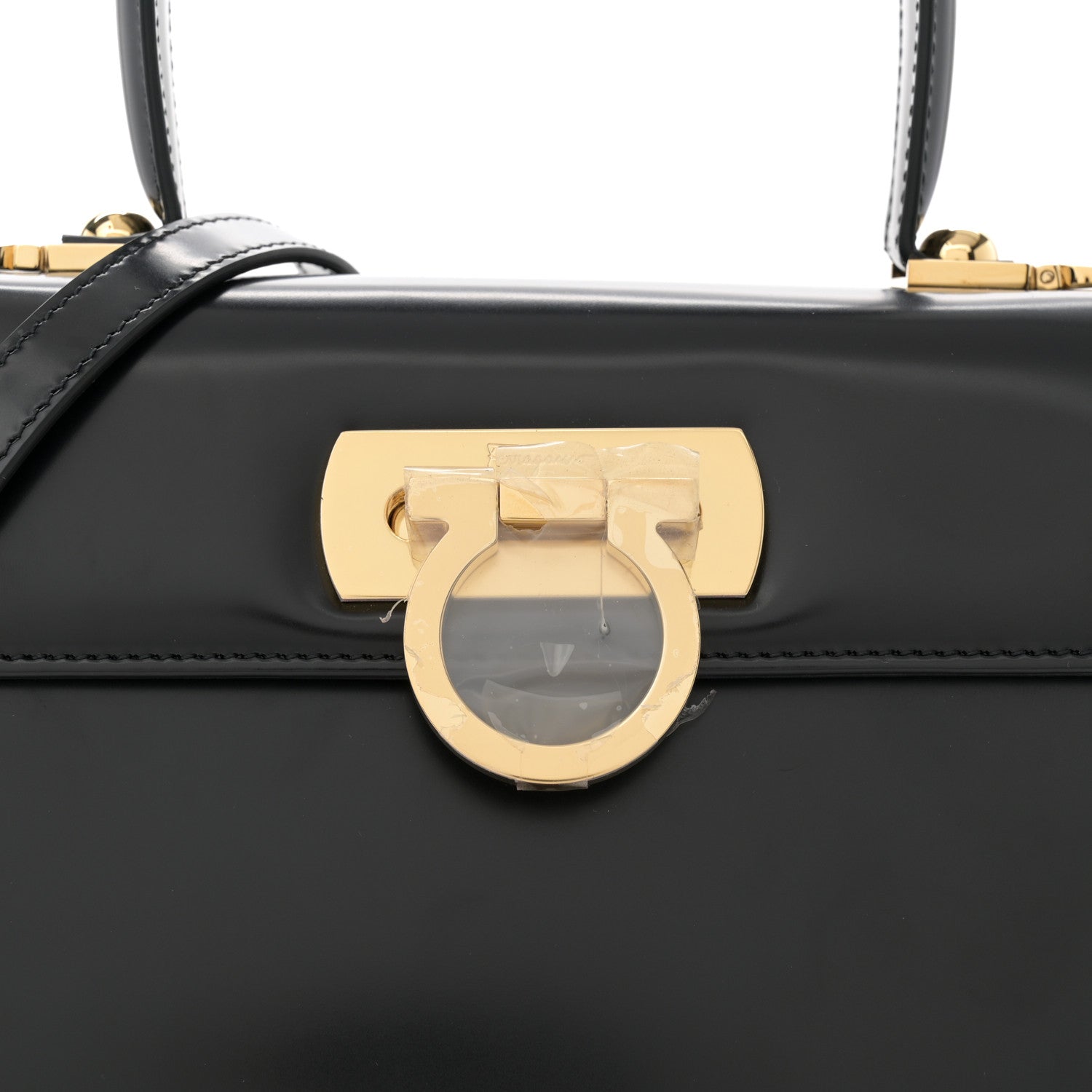 Salvatore Ferragamo Brushed Off Calfskin Medium Iconic Top Handle Black 8 of 12