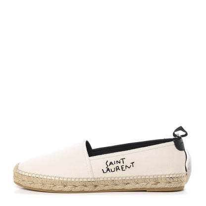 Saint Laurent Canvas Nappa Elba Light Logo Embroidered Espadrilles 39 Panna 1 of 8