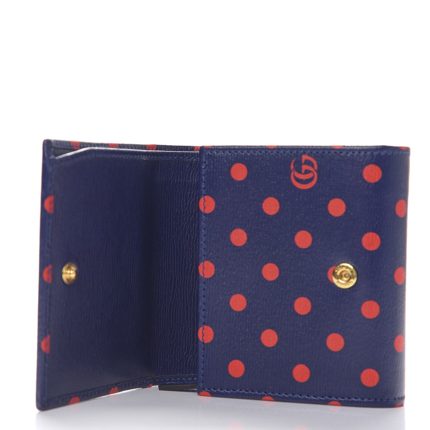 Shangai Calfskin Polka Dot Horsebit 1955 Flap Card Case Wallet Blue Orange Sailor Blue
