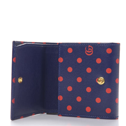 Gucci Shangai Calfskin Polka Dot Horsebit 1955 Flap Card Case Wallet Blue Orange Sailor Blue 4 of 6