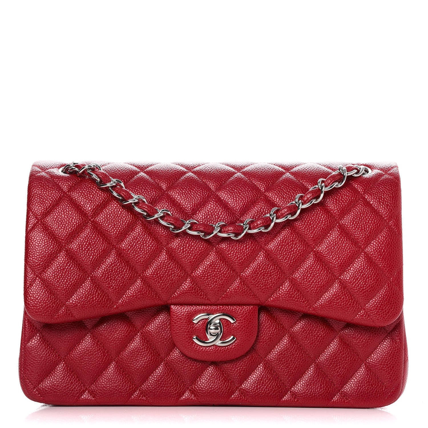 Chanel Pearly Caviar Quilted Jumbo Double Flap Dark Pink 1 of 8