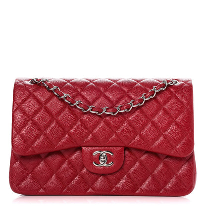 Chanel Pearly Caviar Quilted Jumbo Double Flap Dark Pink 1 of 8