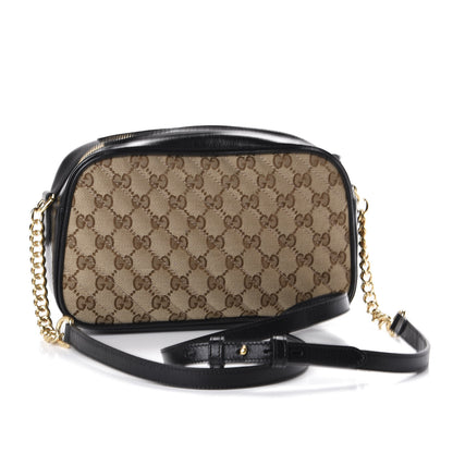 Gucci Monogram Matelasse Diagonal Small GG Marmont Chain Shoulder Bag Beige Black 2 of 9