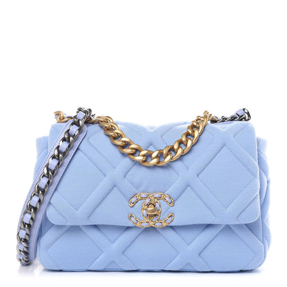 Chanel Jersey Lambskin Quilted Medium 19 Flap Light Blue 1 of 10
