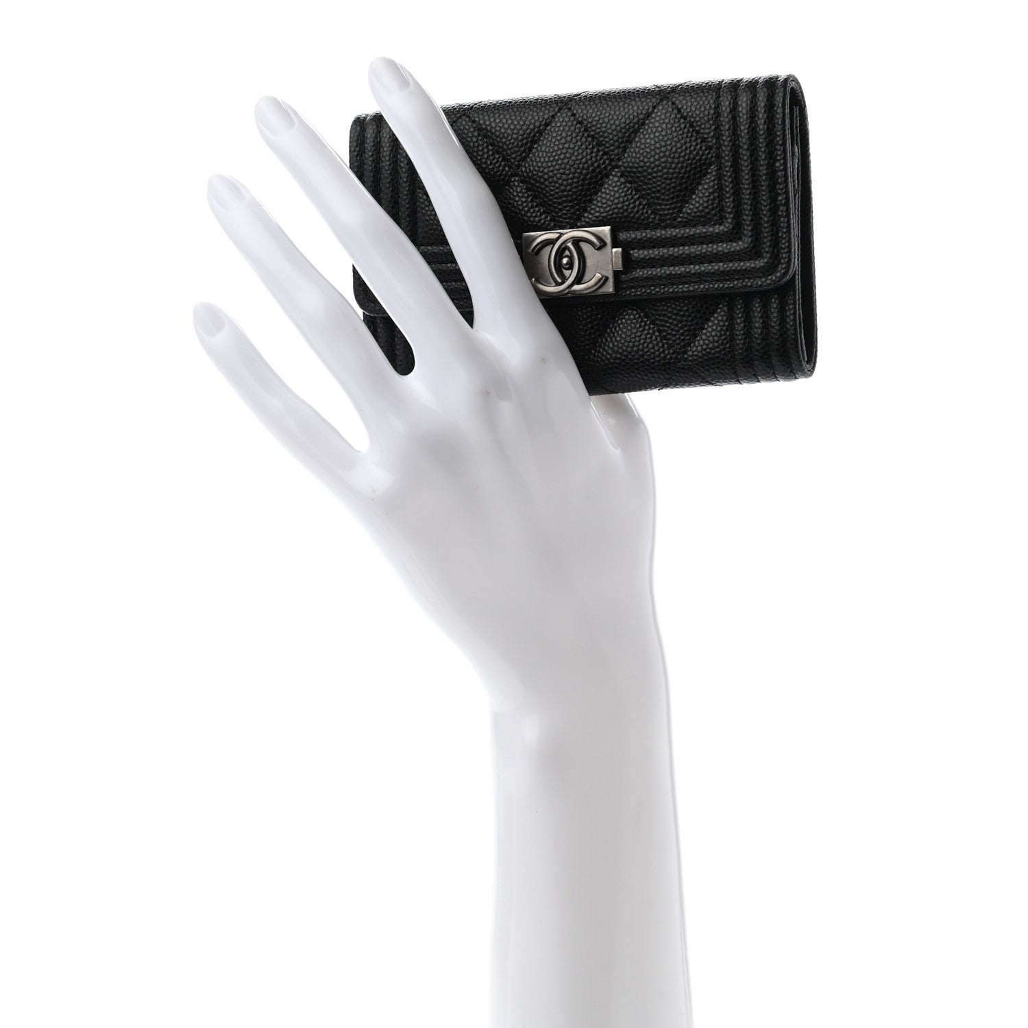 Chanel Caviar Quilted Boy Flap Card Holder Black 2 of 8