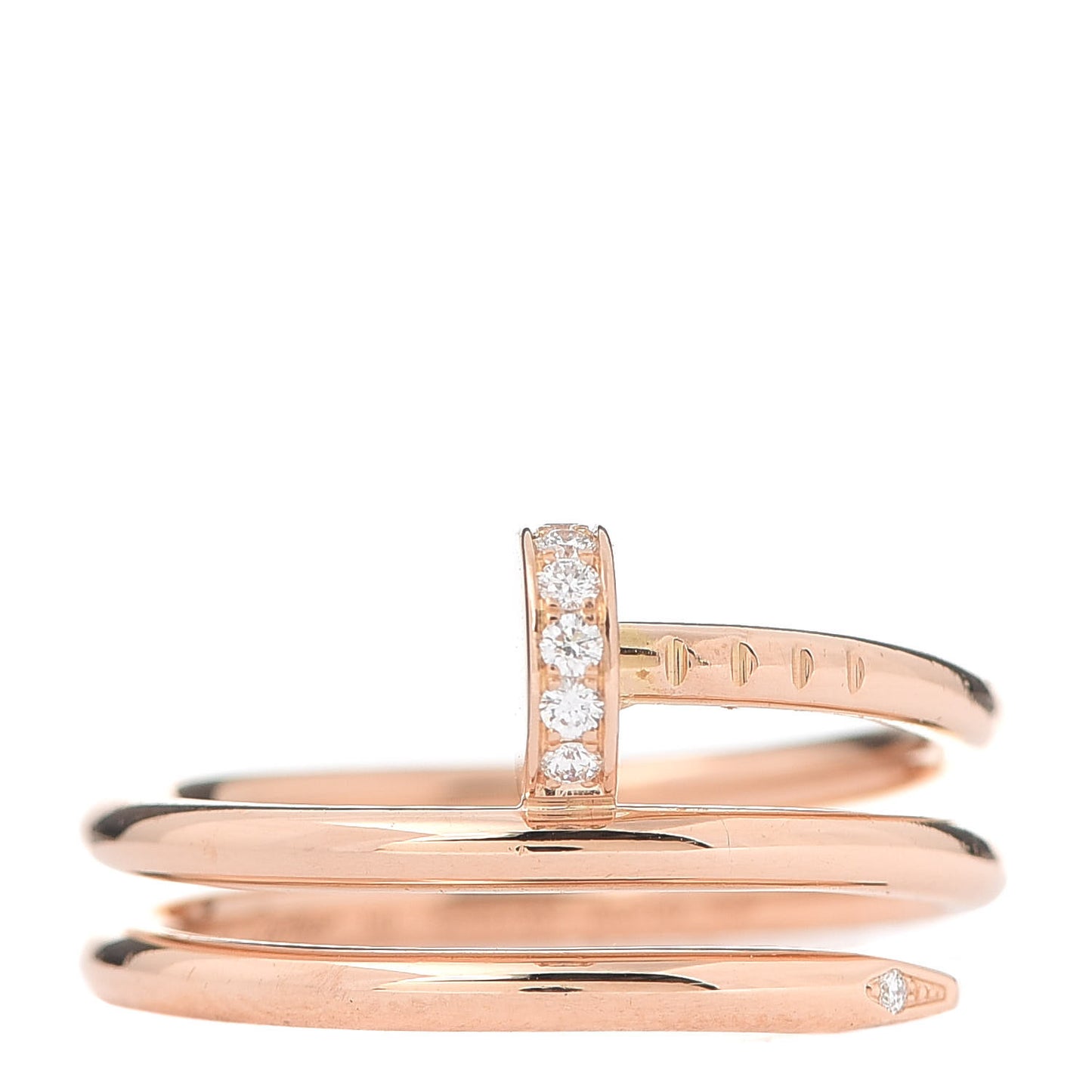 18K Pink Gold Diamond Double Juste Un Clou Ring 50 5.25