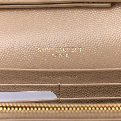Saint Laurent Grain De Poudre Matelasse Chevron Monogram Chain Wallet Nude Powder 6 of 8