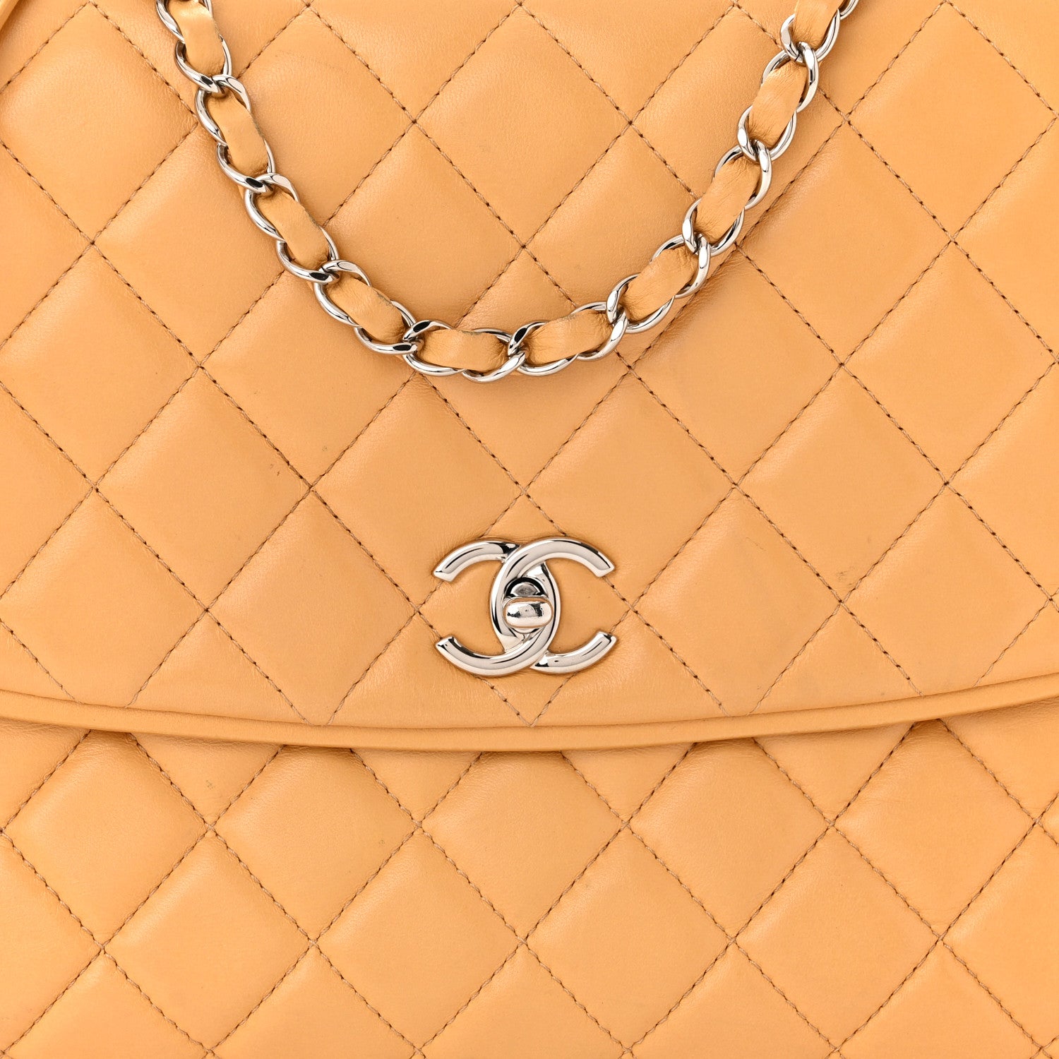 Chanel Lambskin Quilted Pagode Piping Flap Dark Yellow 9 of 14