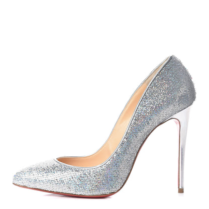 Christian Louboutin Sequin Pigalle Follies 100 Pumps 36 Silver 1 of 9