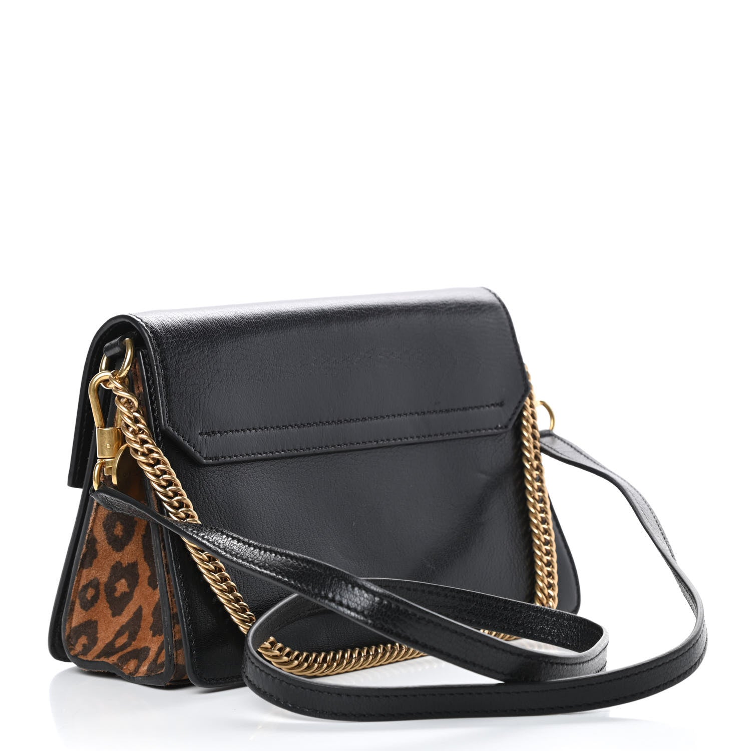 Givenchy Calfskin Suede Leopard Print Small GV3 Shoulder Bag Black Chestnut 3 of 13