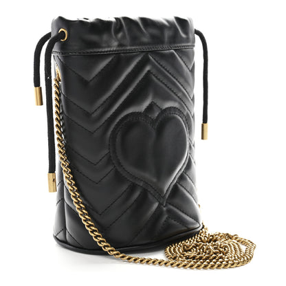 Gucci Calfskin Matelasse Mini GG Marmont 2.0 Bucket Bag Black 3 of 10