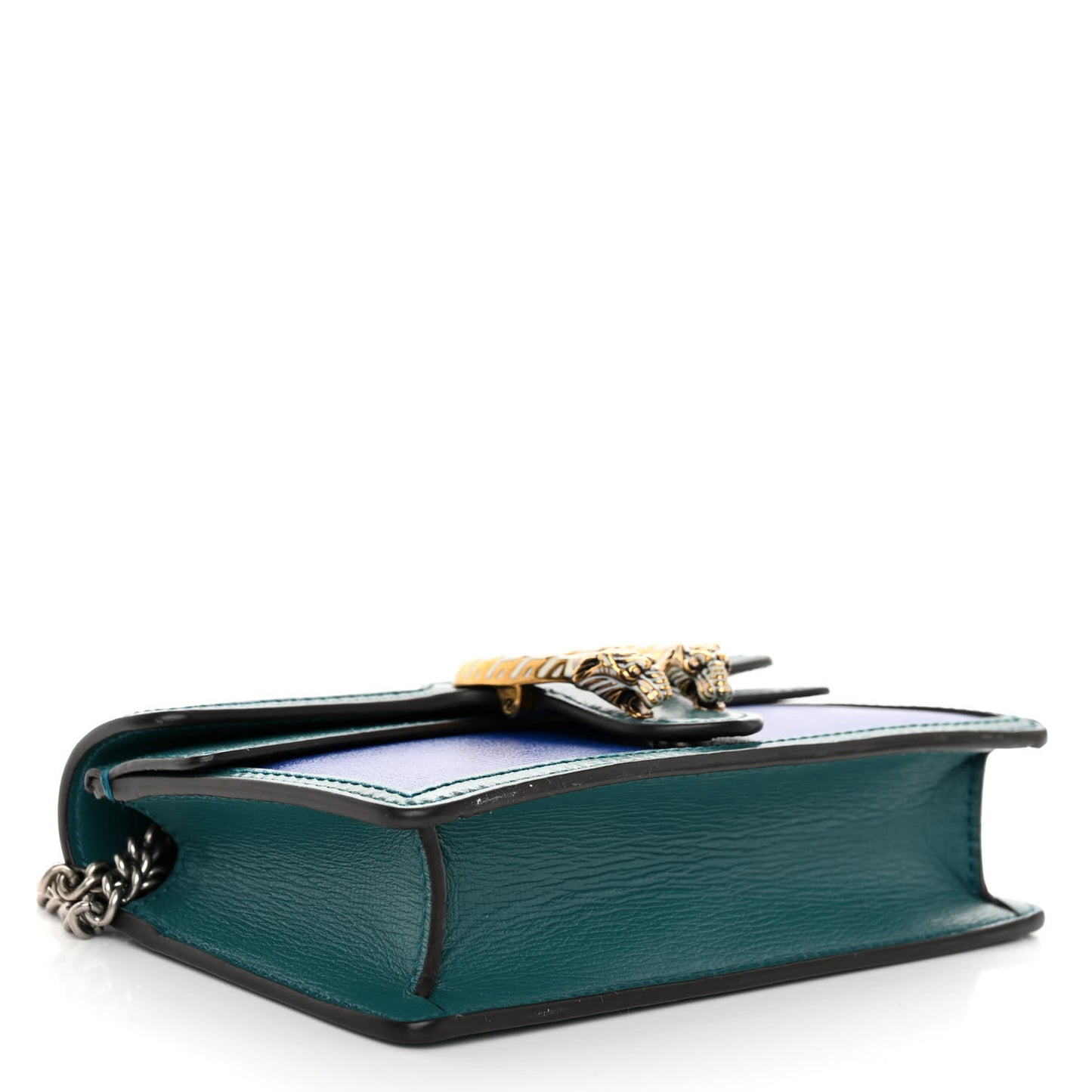 Azalea Calfskin Enamel Super Mini Dionysus Shoulder Bag Imperial Blue Pavone
