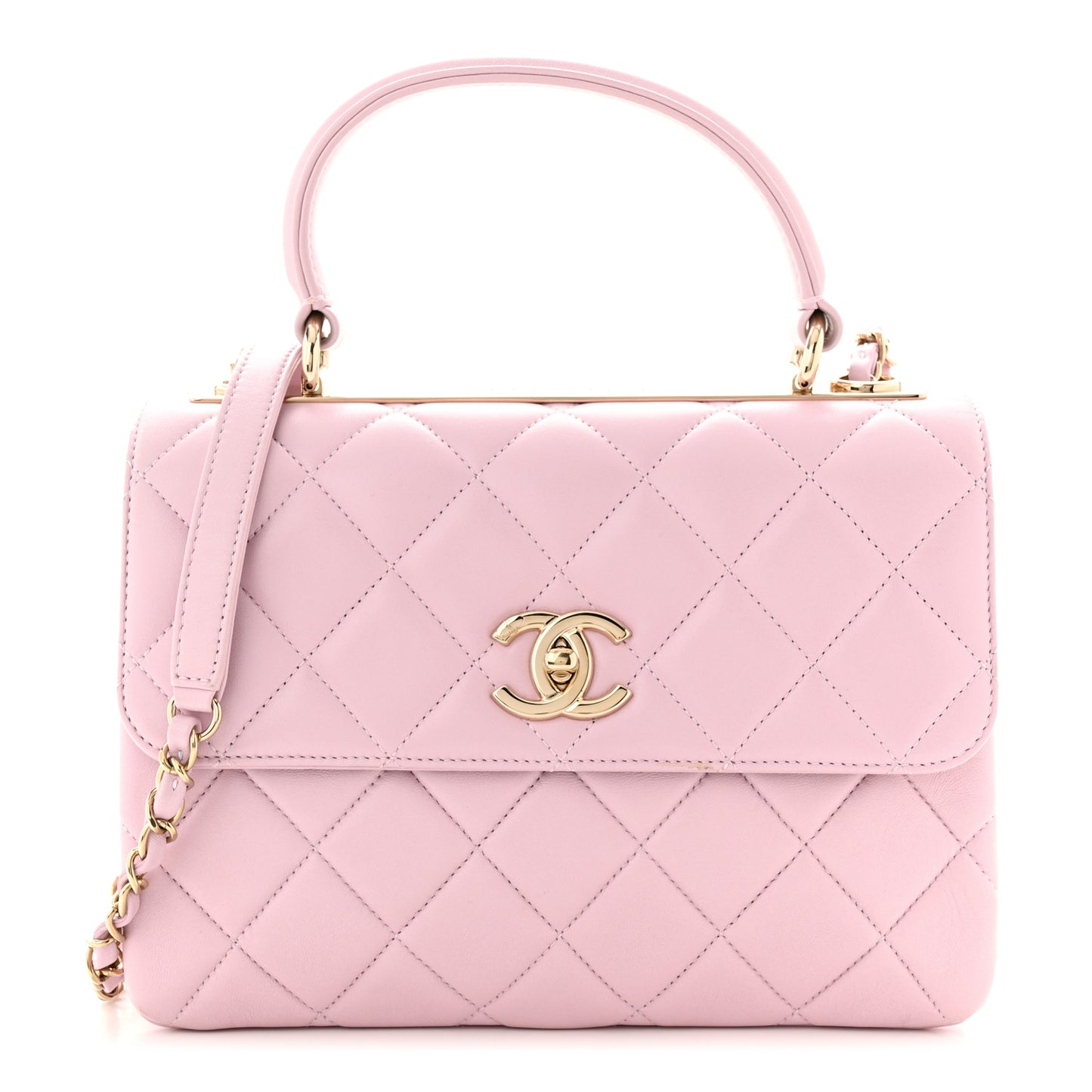 Lambskin Quilted Small Trendy CC Flap Dual Handle Bag Light Pink