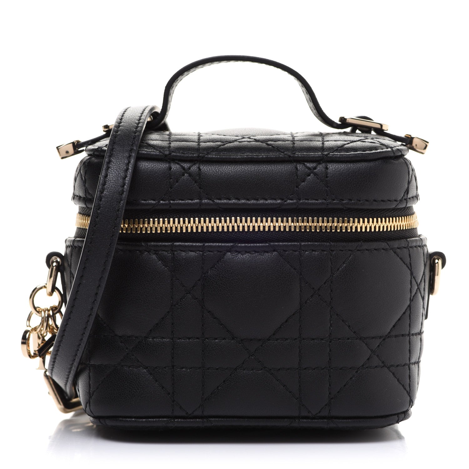 Christian Dior Lambskin Cannage Micro Lady Dior Vanity Case Black 1 of 10